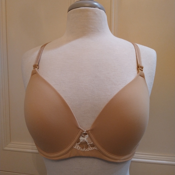 Soma Nude White Lace Embraceable Racerback 36C Bra 91% Nylon 19% Elastine - Picture 2 of 5